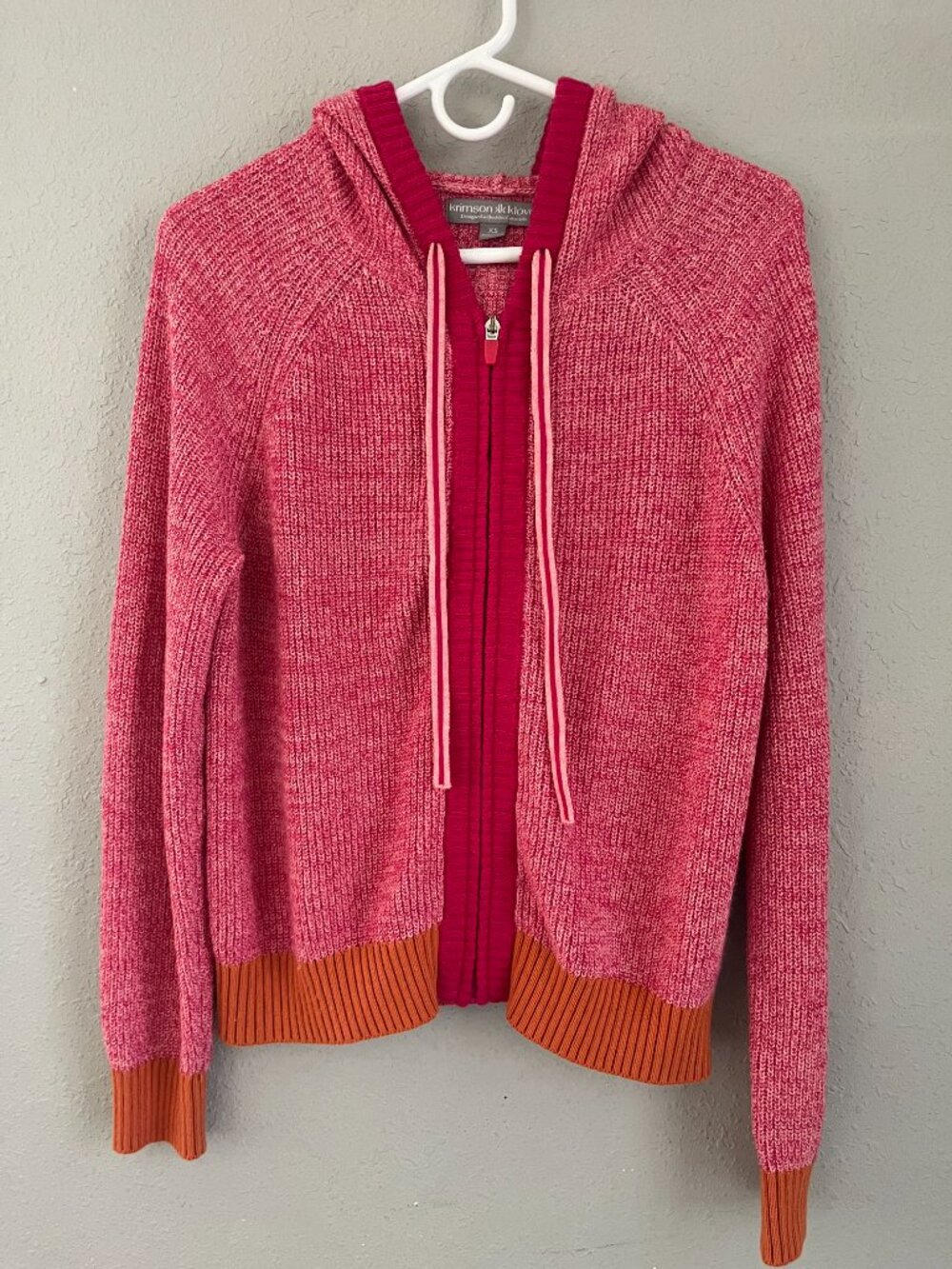 🧡💗 KRIMSON KLOVER BIG SUR FULL ZIP SWEATER — MANGO + HOT PINK | SMALL